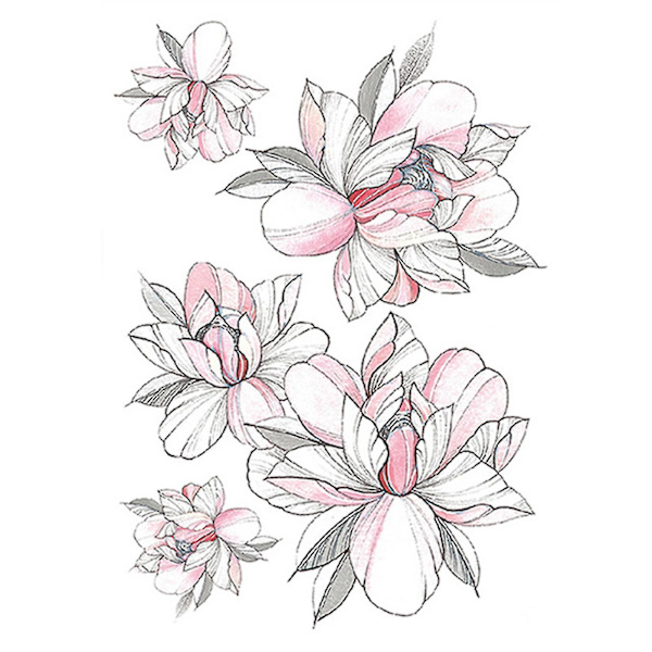 Fashion Tattoo Sticker Midlertidig Sort Roser Design Fuld Blomst Arm Stor Falsk Tatovering Sticker Body Art Decal Qinhai 16