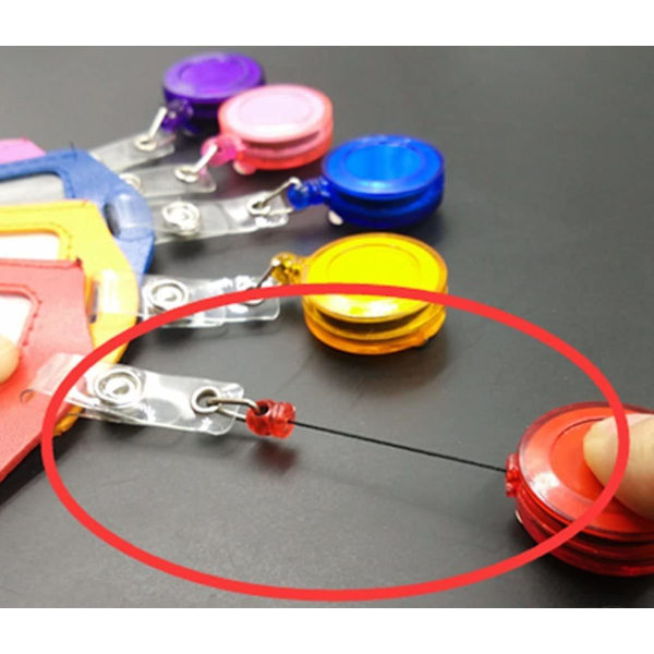 Leather Id Holder With Retractable Roller Color Random (10pcs)