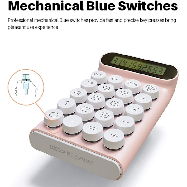 Mechanical Switch Calculator,handheld For Daily And Basic Office,10 Digit Large Lcd Display (pink)
