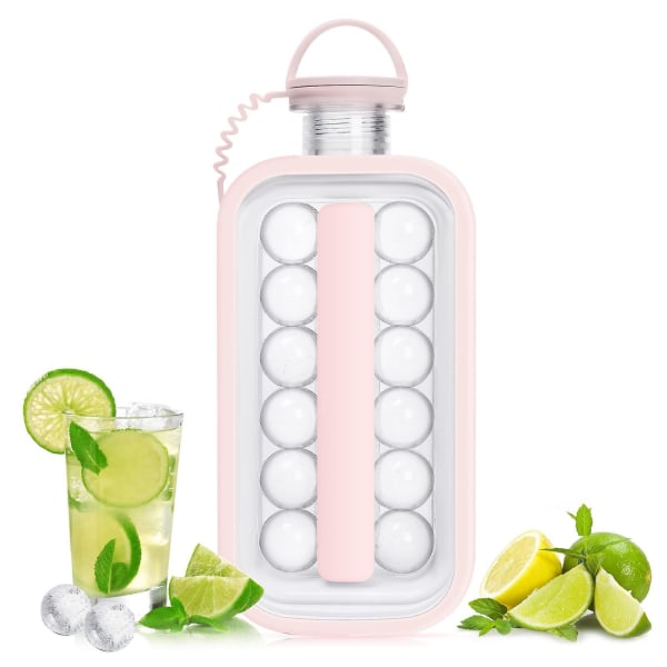 Reusable Silicon Clear Ball Ice Maker Maker Mold Bottle Kettle 2 In 1 Portable Ice Ball Maker Pink
