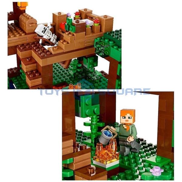 The Jungle Tree House Model Building Blocks With My World Action Figures Bricks Set Gifts  Toys For Children Kids Boys Girls
