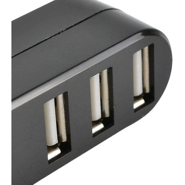 Compact Size High Speed Usb 2.0 Hub Black Mini Usb 3 Port Rotate Splitter