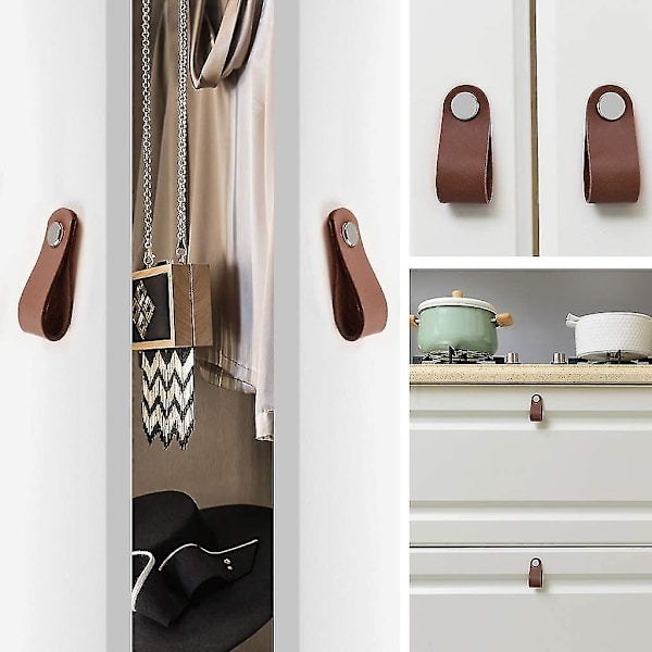 Furniture Handle Leather Handle Furniture Brown Knob Cabinet Handle Leather Loop Handle