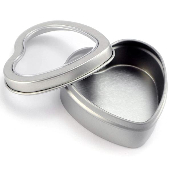 30pcs Heart Metal Tins,empty Silver Metal Tins With Clear Window