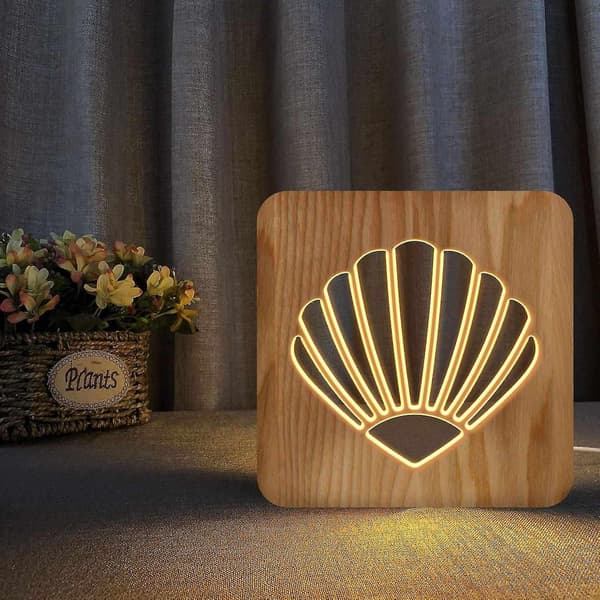 Creative Shell Wooden Hollow Carving Night Lights