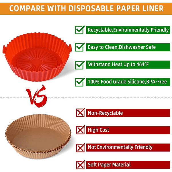 Air Fryer Silicone Pot - Air Fryer Oven Accessories - Replacement For Flammable Parchment Liner Paper - No Need To Clean The Air Fryer Pink