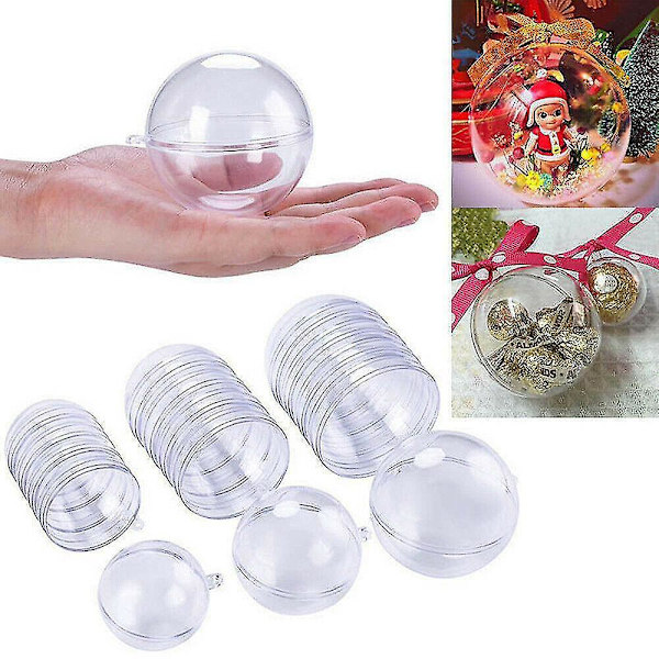 15pcs Clear Ball Baubles Sphere Empty Fillable Christmas Tree Ornament Gift Box 15pcs