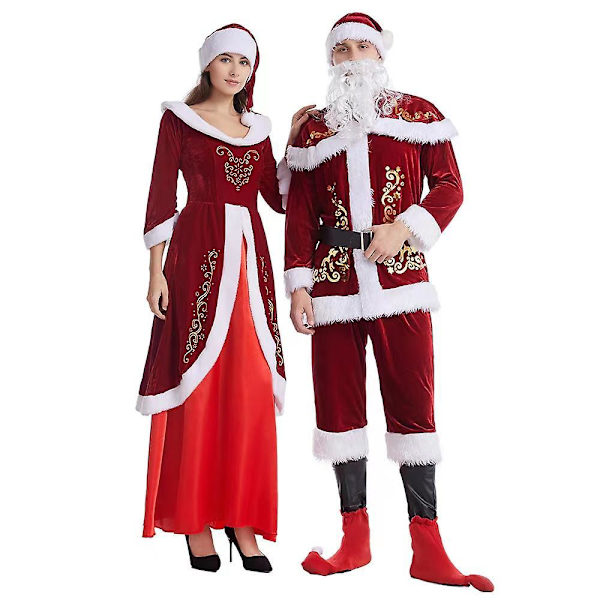 Santa Costume Set Christmas Men And Women Christmas Couple Santa Claus Suit girl L