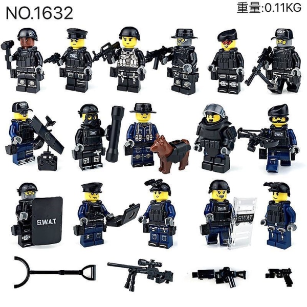 Military Police Flying Tiger Special Police Building Block Minifigure Children Assemble Building Block Toy 16pcs