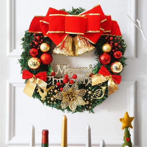 30 cm kunstig julekrans med pynt