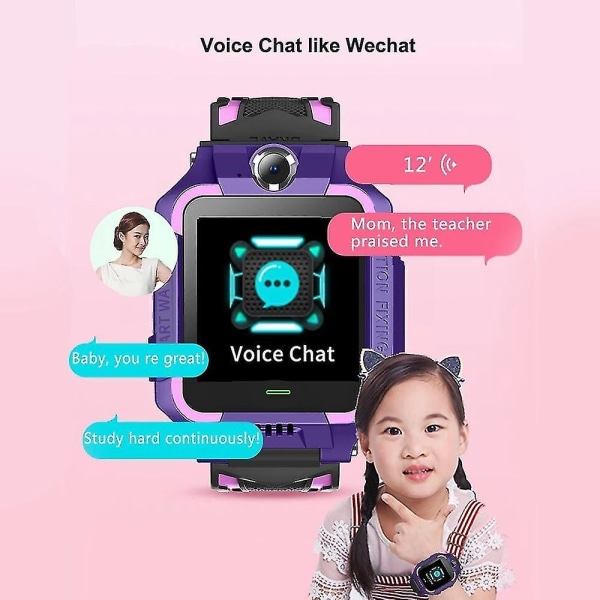 Children's Smart Watch Waterproof Children's Smart Watch Dual Smart Watch (blue) Purple