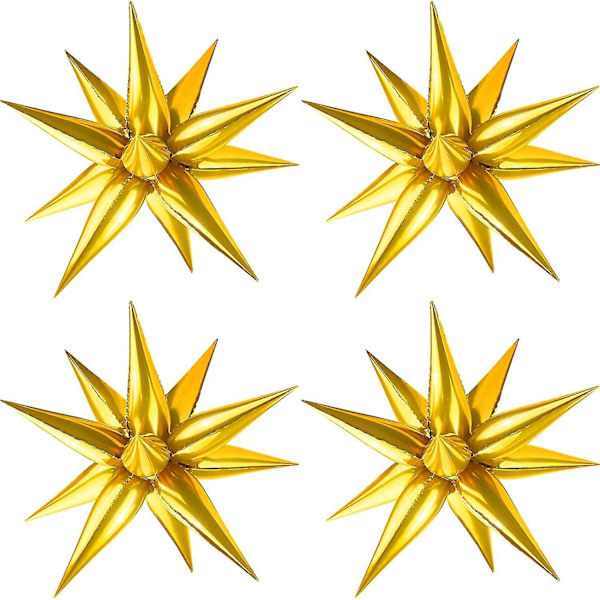 12 Point Star Balloons-50 Pcs Explosion Star Foil Balloons,starburst C Gold