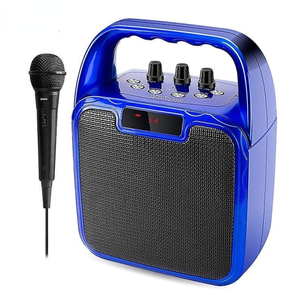 Blue-portable Bluetooth Speaker With Mic, Sound Amplifier Pa Rechargeable Speaker System With Echo / Fm Radio, Usb / Tf Player For Karaoke Wedding Con