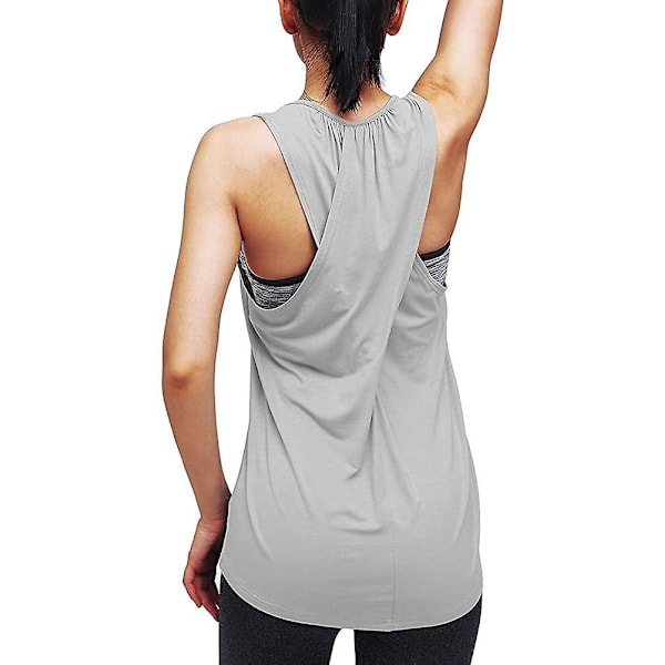 Workout Tops For Women Yoga Athletic Shirts Long Tank Tops Gym Clothes Gray X-Large