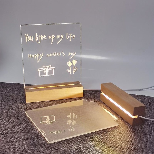 Led Acrylic Diy Message Night Light Desktop Luminous Memo Note Board trichromatic light