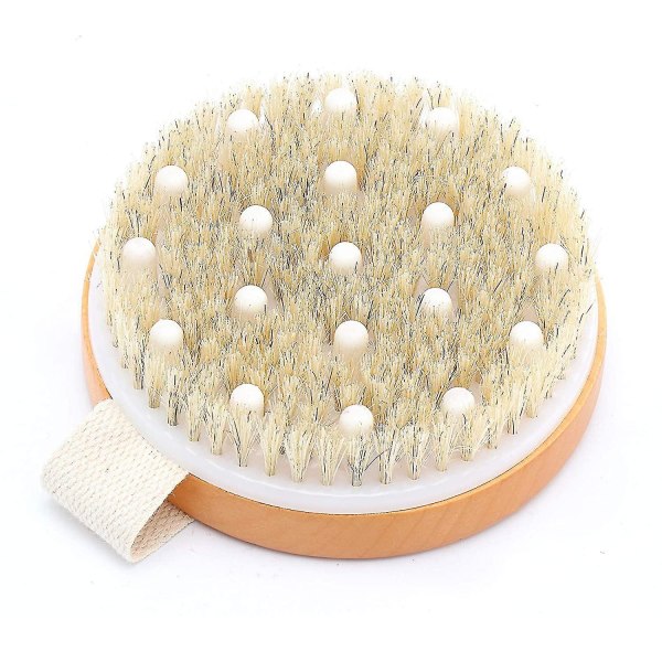 Dry Skin Body Brush With Wooden Handle, Dry Body Brush Exfoliator Natu