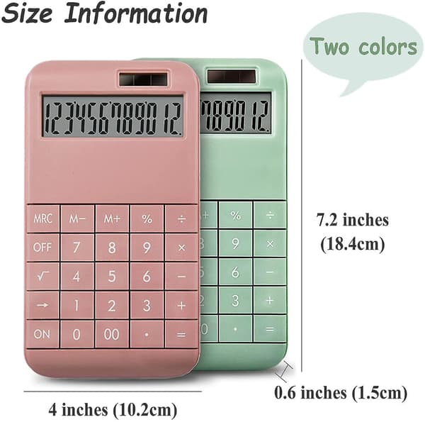 Electronic Calculators, 12-digit Lcd Large Display Dual Power Standard Function Solar Calculator, Big Sensitive Keys, Simple Elegant Design, (pink)