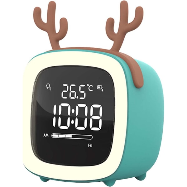 Digital Alarm Clock,mini Portable Cartoon Rabbit Ear Shape Rechargeable Digital Display Led Nigh Light Alarm Clock A906-2385