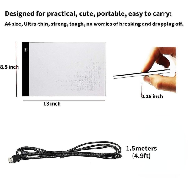 A4 Led Tracing Drawing Copy Board 3 Level Dimmable Kids Toys
