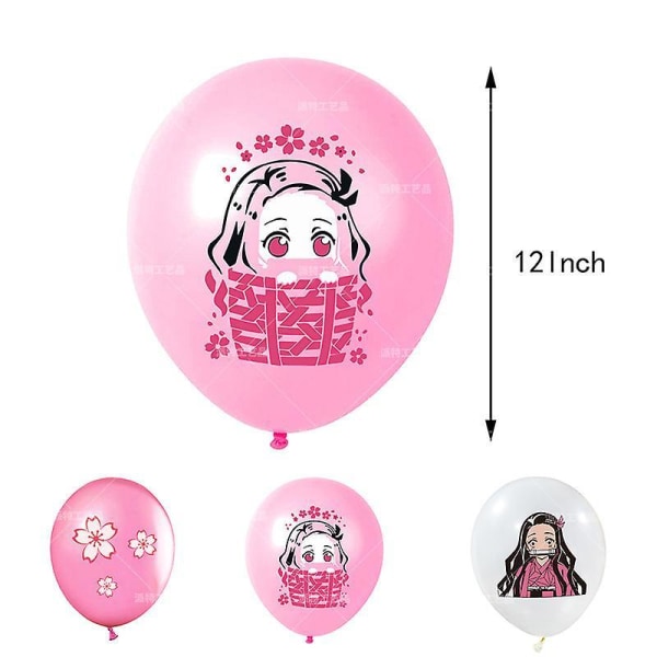 Anime Demon Slayer Balloon Banner Cake Toppers Set Kids Birthday Party Decorations
