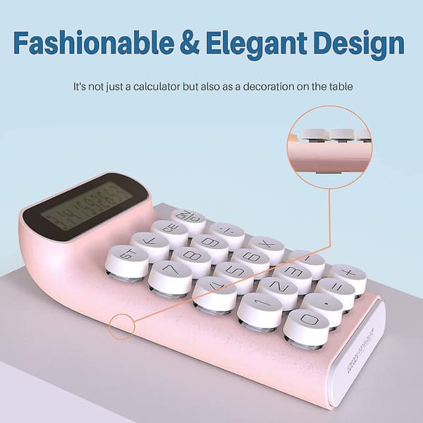 Ruikalucky Mechanical Switch Calculator,handheld For Daily And Basic Office,10 Digit Large Lcd Display (pink)