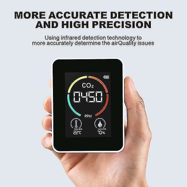 Co2 Meter Digital Temperature Humidity Sensor Tester Air Quality white