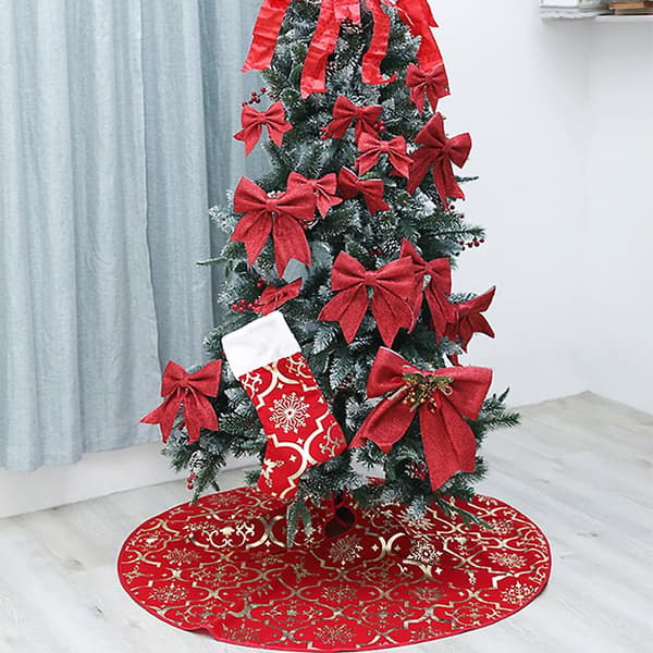 Snowflake Christmas Tree Skirt -120cm Red
