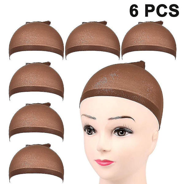 6 Pcs Stocking Wig Caps Light Brown Wig Cap, Weaving Wig Cap Brown