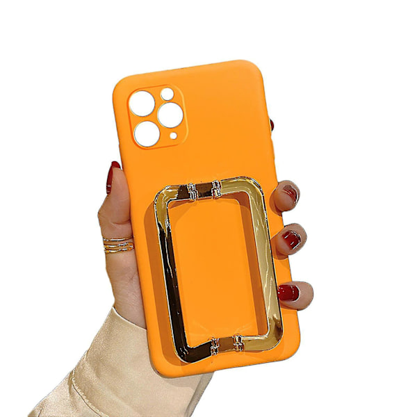 Phone Back Cover Multifunctional Anti-fall Ultra-thin Fashionable Metal Square Buckle Support Phone Case For Iphone 11 Pro Max/11 Pro/11/xs M White for iPhone XS Max