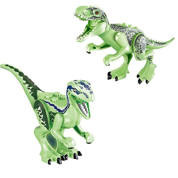 8 stk. Dinosaur Byggeklodser Med Lysende Tyrannosaurus Triceratops Tyrannosaurus Raptor Børn Samlet Legetøj Byggeklodser