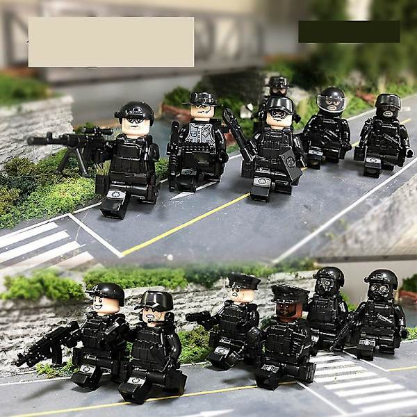 City Police Mask Body Armor Puzzle Building Block Minifigure 12pcs