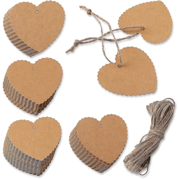 100 Pcs Valentine Gift Tags Kraft Paper Tags Heart Love Heart Decorations Hang