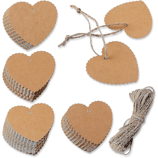 100 Pcs Valentine Gift Tags Kraft Paper Tags Heart Love Heart Decorations Hang