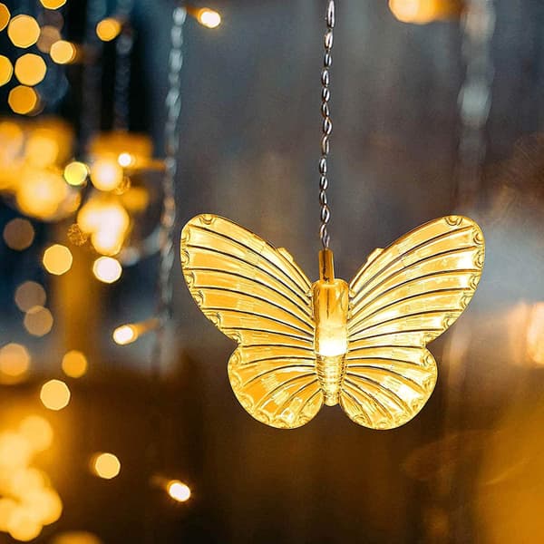 Butterfly Curtain Lights, 8 Modes 128led Twinkle String Light With Remote 9.8ft Usb Powered Window Fairy Light, Decorative Lights For Bedroom, Party