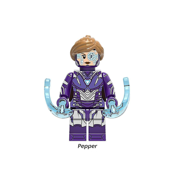 8pcs Avengers Heroes Iron Man Little Pepper Nova Thor Children Assembled Building Block Minifigure Toy