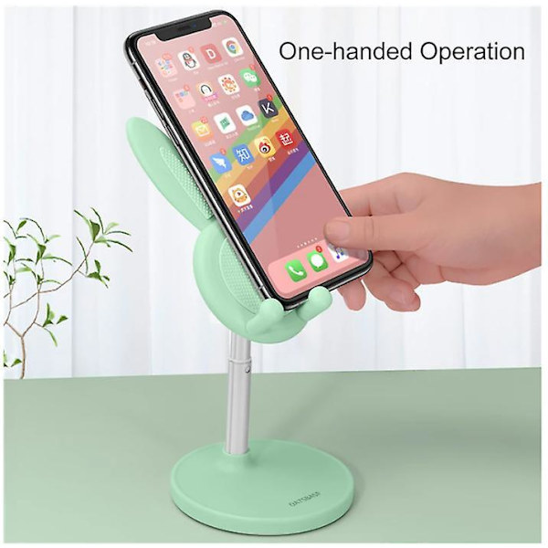 Cute Bunny Phone Holder Desktop Cell Phone Stand Height Angle Adjustable White