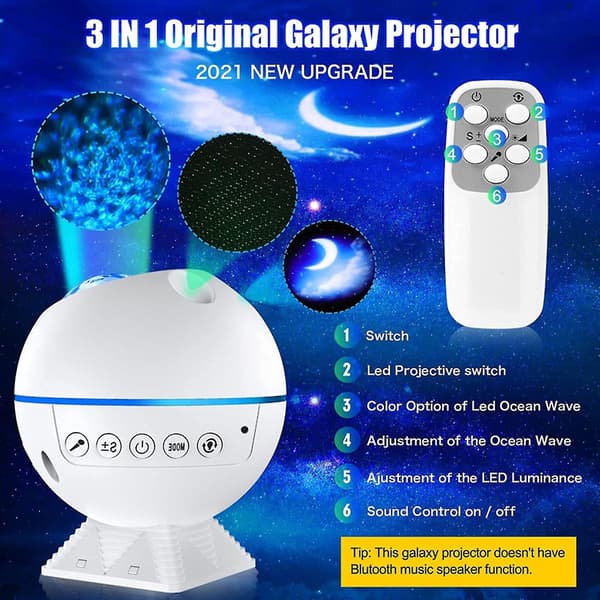 Galaxy Projector, 3 In 1 Night Light Projector With Remote Control