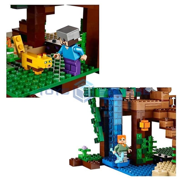 The Jungle Tree House Model Building Blocks With My World Action Figures Bricks Set Gifts  Toys For Children Kids Boys Girls