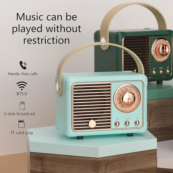 Hm11 Kannettava musiikkisoitin Mini Retro Ladattava Kaiutin Radio Ulkoilumatkailuun Green