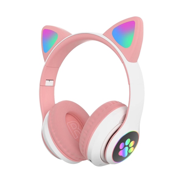 Cute Foldable Cat Ear Headphones Led Lights Headphones Universal Luminous Earbuds Brand New