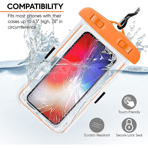 Fong Fong Waterproof Phone Pouch With Universal Mobile Design Dry Bag Case - Features Light And Arm Band - Compatible With Iphone, Compatible With Sms