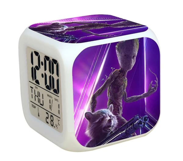 groot Tree Kids Digital Led Alarm Clock Night Light Glowing Desk Clock