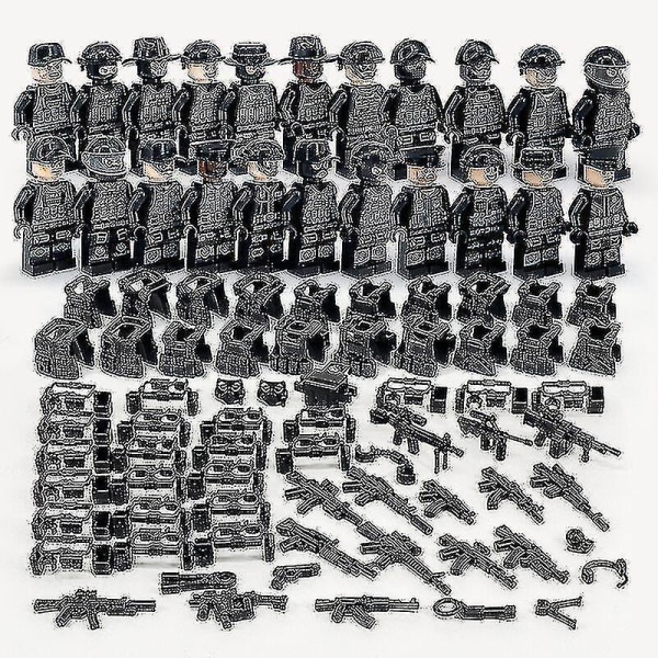 Military Building Blocks Series Black Swat And Off-road Vehicle Set Small Particles Children's Toys