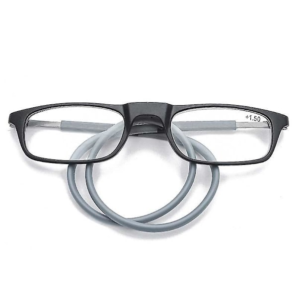 Lukulasit Korkealaatuiset TR Magneettinen Absorptio Riippuva Kaula Hauskat Lukulasit Grey 3.50 Magnification