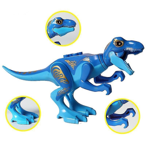 8 stk. Byggeklodser Verden Dinosaurer Figurer Klodser Saml Selv Legetøj til Børn