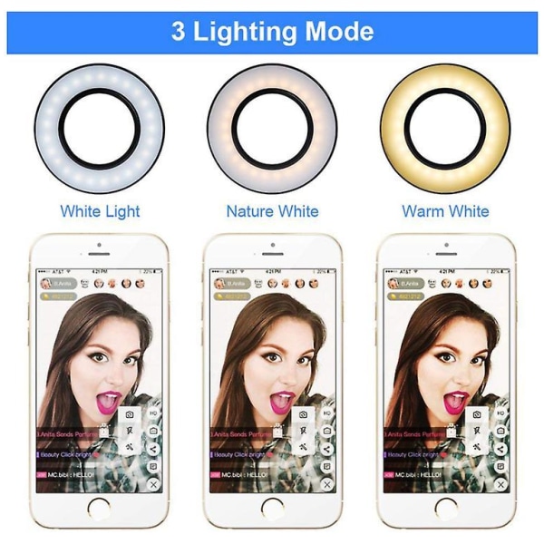 Mobile Phone Live Holder Lazy Bracket Desk Lamp LED Selfie Ring Light Flexible For Youtube White