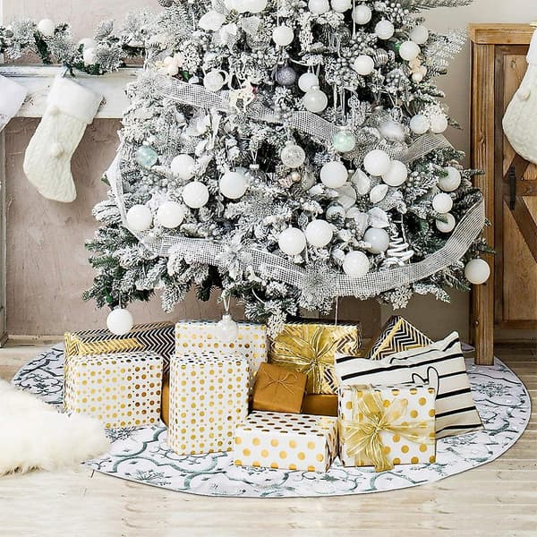 Snowflake Christmas Tree Skirt -120cm White