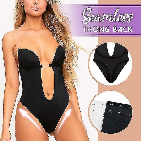 Women's Deep V Neck Strapless Backless Bodysuit For Wedding Shapewear Bra Shaper U