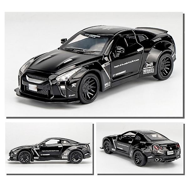 1:32 Leluauto Nissan Gtr Metallinen Lelu Kilpa-auto Seosauto Diecast & Lelu V black