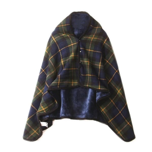 Wearable Plaid Blanket Fleece Doublelayer Blankets With Button Thicken Multifunction Winter Warm Throw Blanket For Sofa Bed B
